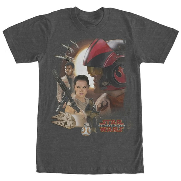 Men's Star Wars The Force Awakens Characters  Graphic Tee Charcoal Heather 3X Large