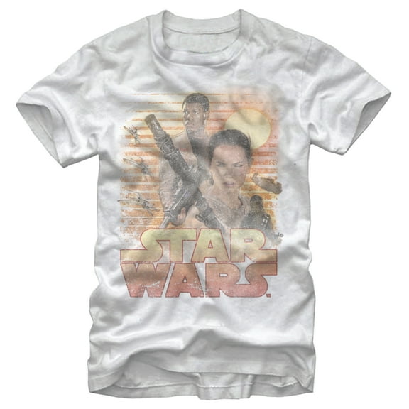 Men's Star Wars The Force Awakens Classic Rey and Finn  Graphic Tee White 2X Large