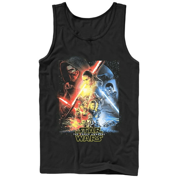 Men's Star Wars The Force Awakens Cool Poster  Tank Top Black Medium