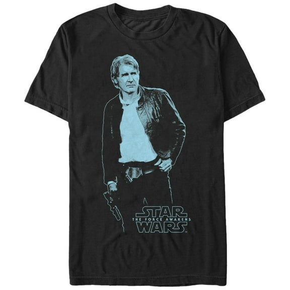 Men's Star Wars The Force Awakens Han Solo Stands  Graphic Tee Black Small