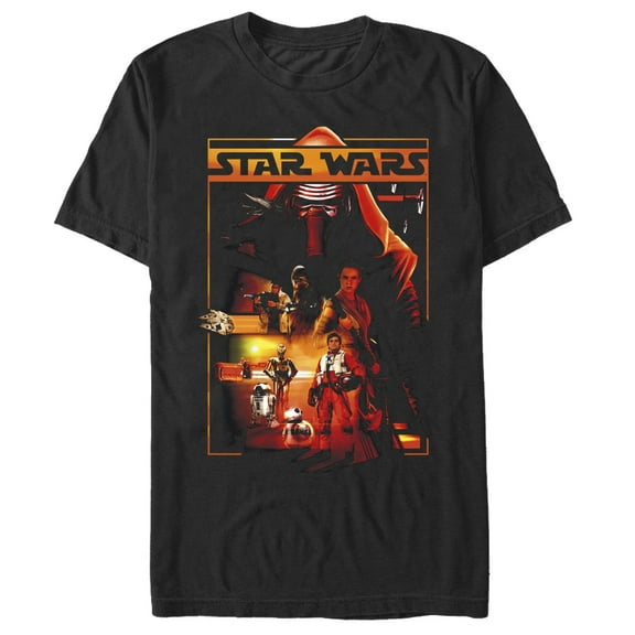 Men's Star Wars The Force Awakens Kylo Ren Character Group  Graphic Tee Black Medium