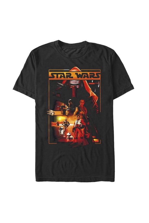 Men's Star Wars The Force Awakens Kylo Ren Character Group Graphic Tee Black Medium