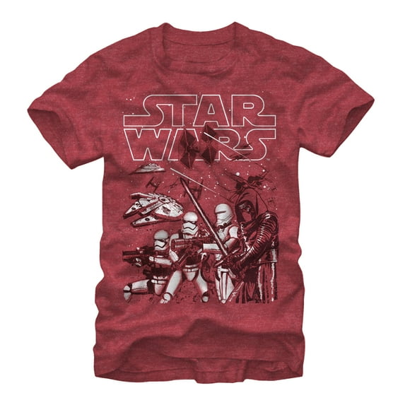 Men's Star Wars The Force Awakens Kylo Ren Into the Fray Graphic Tee Red Heather Large