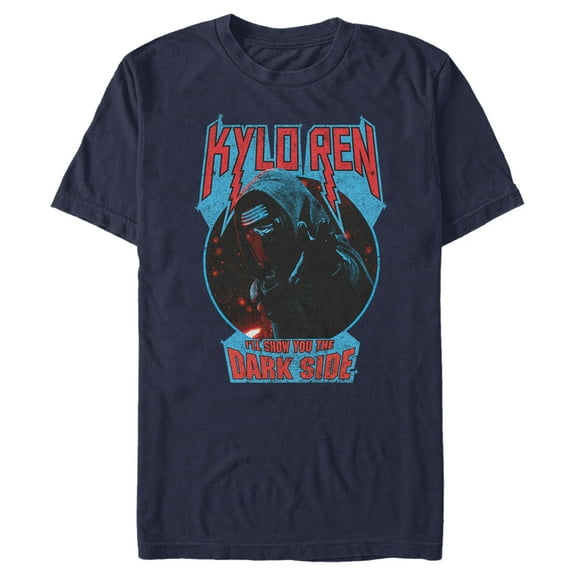 Men's Star Wars The Force Awakens Kylo Ren Show Dark Side  Graphic Tee Navy Blue Small