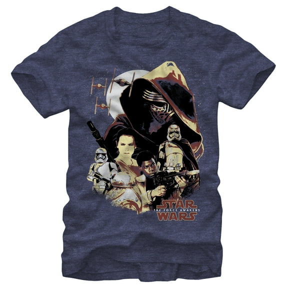 Men's Star Wars The Force Awakens Light Side and Dark Side Graphic Tee Navy Blue Heather 2X Large