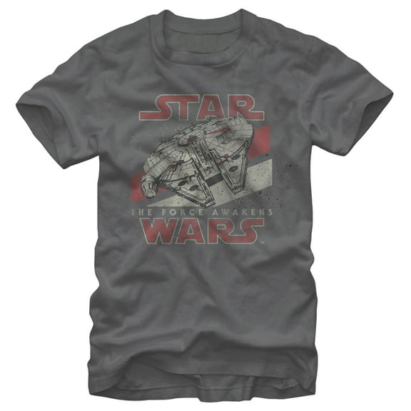 Men's Star Wars The Force Awakens Millennium Falcon  Graphic Tee Charcoal Large