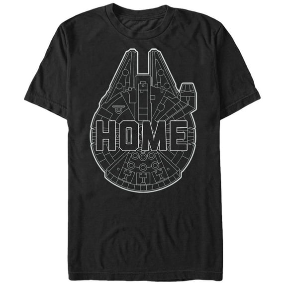 Men's Star Wars The Force Awakens Millennium Falcon Home Graphic Tee Black Large