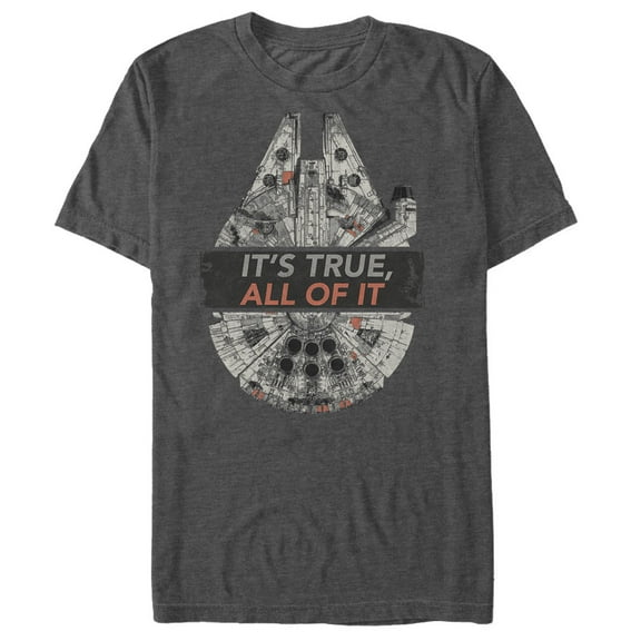 Men's Star Wars The Force Awakens Millennium Falcon It's True  Graphic Tee Charcoal Heather Large