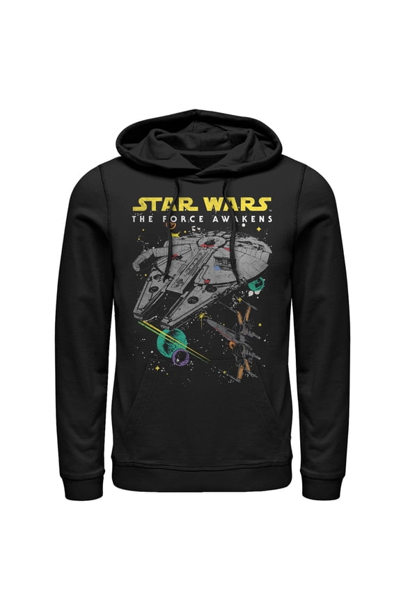 Men's Star Wars The Force Awakens Millennium Falcon X-Wing Pull Over Hoodie Black Large