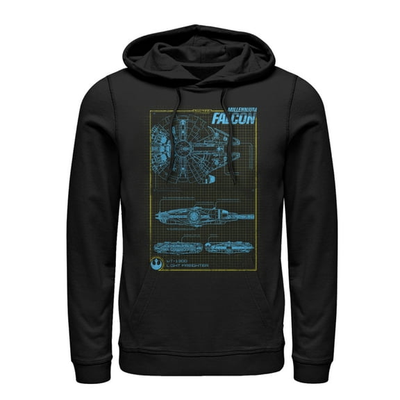 Men's Star Wars The Force Awakens Millennium Falconprint  Pull Over Hoodie Black Small