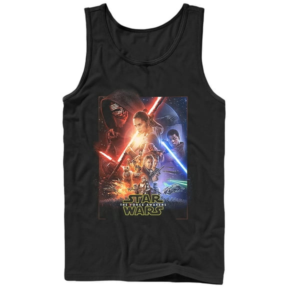 Men's Star Wars The Force Awakens Movie Poster Tank Top Black Small
