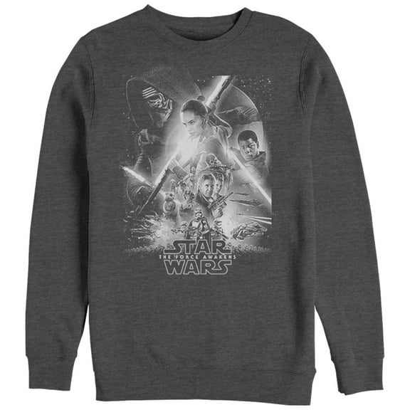 Men's Star Wars The Force Awakens Poster  Sweatshirt Charcoal Heather 2X Large