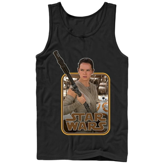 Men's Star Wars The Force Awakens Retro Rey and BB-8  Tank Top Black 2X Large