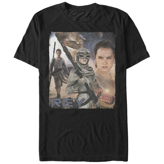 Men's Star Wars The Force Awakens Rey Graphic Tee Black Medium