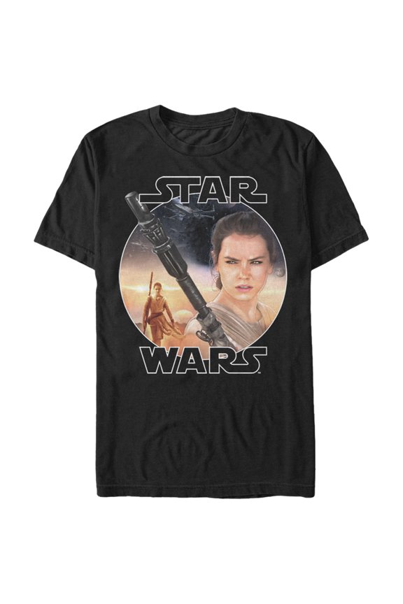Men's Star Wars The Force Awakens Rey Jakku  Graphic Tee Black Large