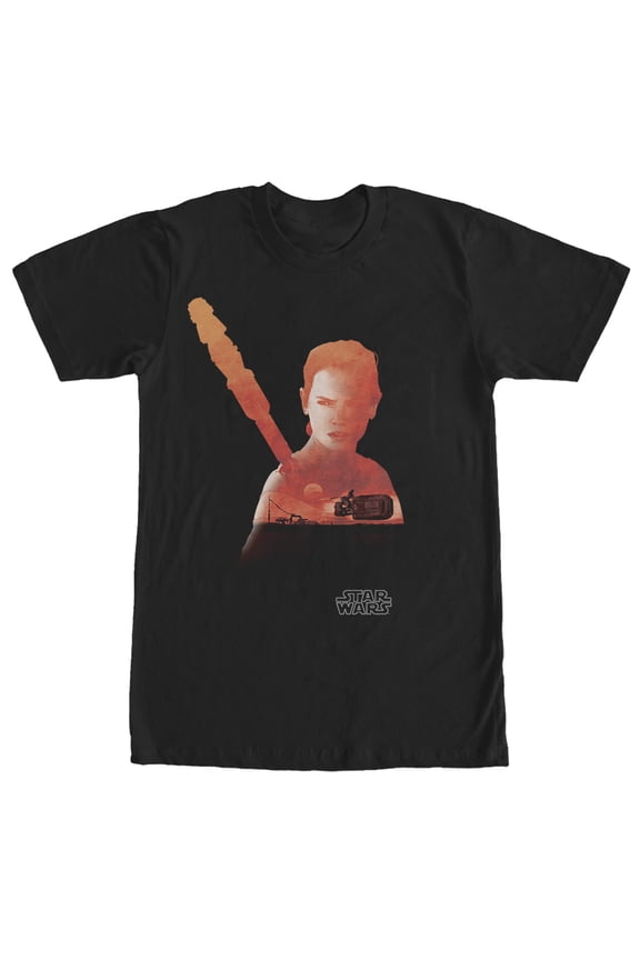 Men's Star Wars The Force Awakens Rey Speeder Silhouette  Graphic Tee Black X Large