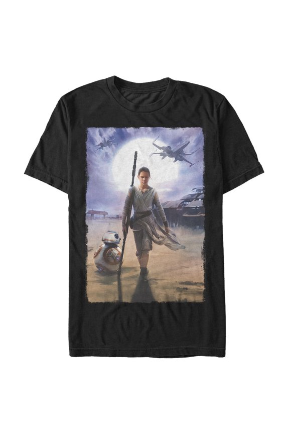 Men's Star Wars The Force Awakens Rey on Jakku  Graphic Tee Black Medium