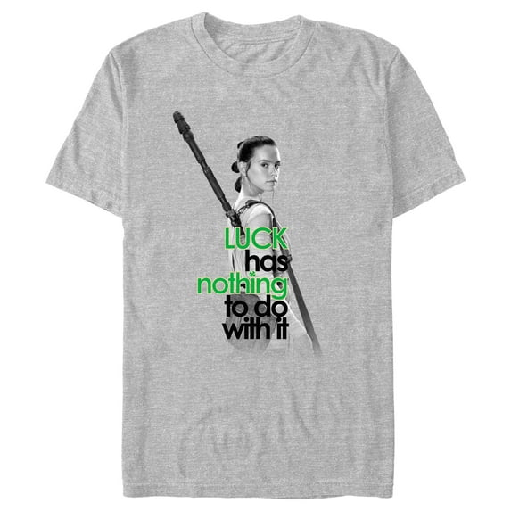 Men's Star Wars: The Force Awakens St. Patrick's Day Rey Luck Quote Graphic Tee Athletic Heather Medium