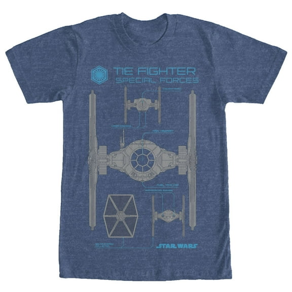 Men's Star Wars The Force Awakens TIE Fighter Special Forces  Graphic Tee Navy Blue Heather Large
