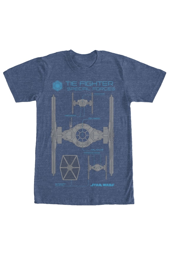 Men's Star Wars The Force Awakens TIE Fighter Special Forces Graphic Tee Navy Blue Heather Large