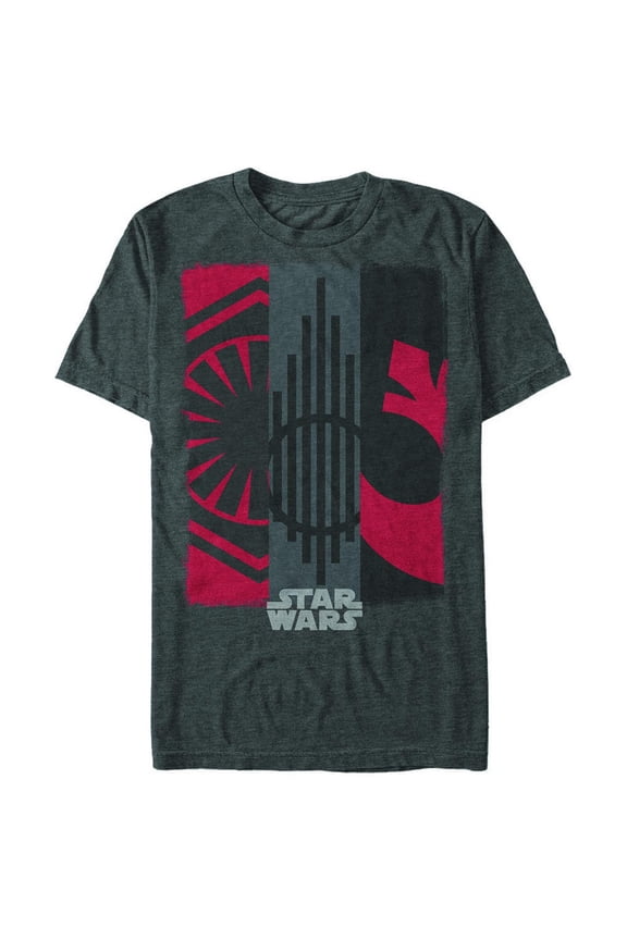 Men's Star Wars The Force Awakens Triple Logo  Graphic Tee Charcoal Heather Medium