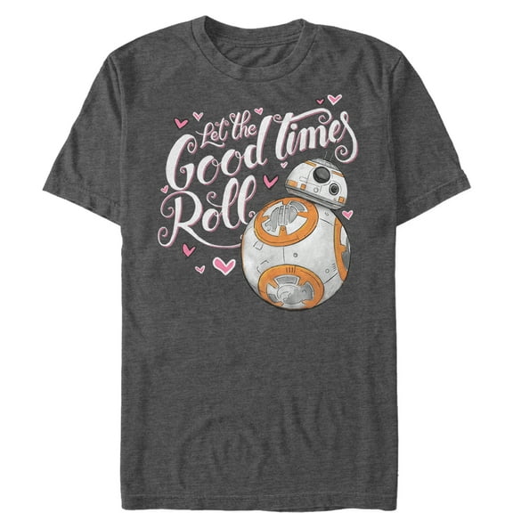 Men's Star Wars The Force Awakens Valentine BB-8 Good Times Roll Graphic Tee Charcoal Heather 2X Large