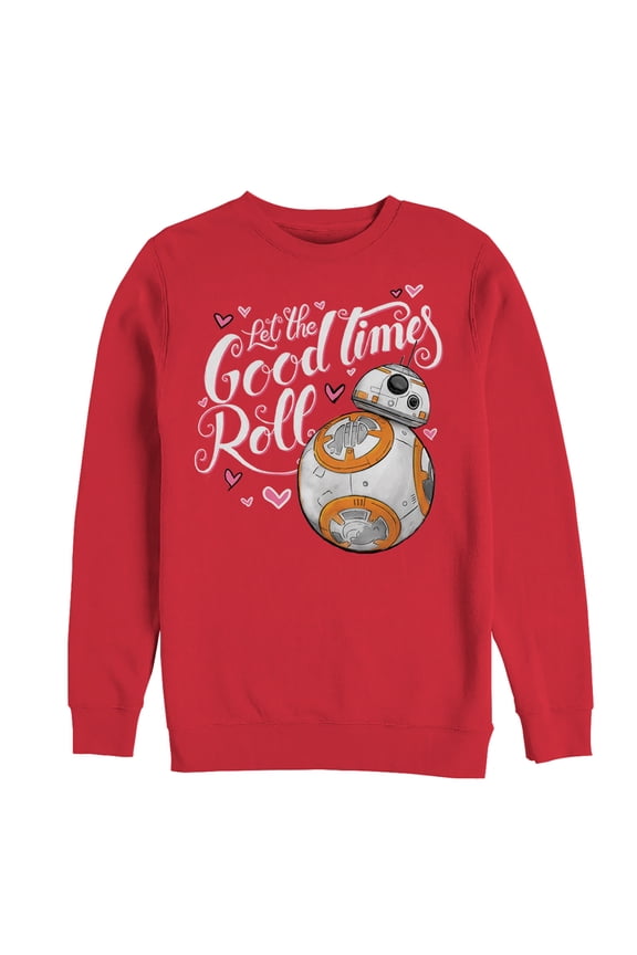 Men's Star Wars The Force Awakens Valentine BB-8 Good Times Roll Sweatshirt Red X Large
