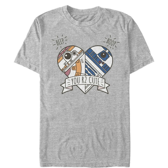 Men's Star Wars The Force Awakens ValentineCute Droid Heart  Graphic Tee Athletic Heather 3X Large