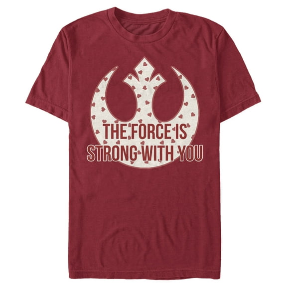 Men's Star Wars The Force Is Strong Valentine Rebel Logo  Graphic Tee Cardinal Large