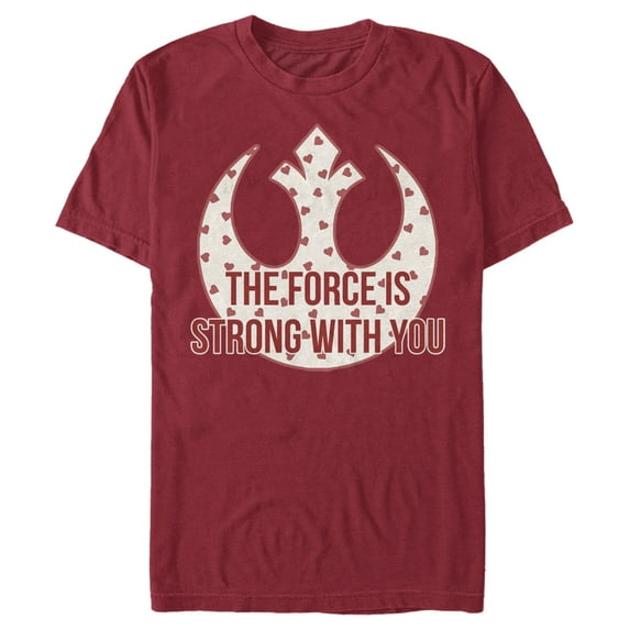 Men's Star Wars The Force Is Strong Valentine Rebel Logo Graphic Tee Cardinal X Large