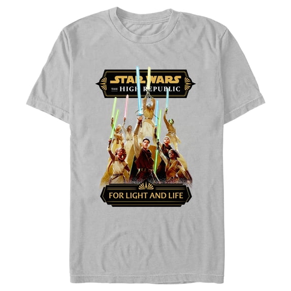 Men's Star Wars The High Republic Jedi For Light and Life Graphic Tee Silver 3X Large