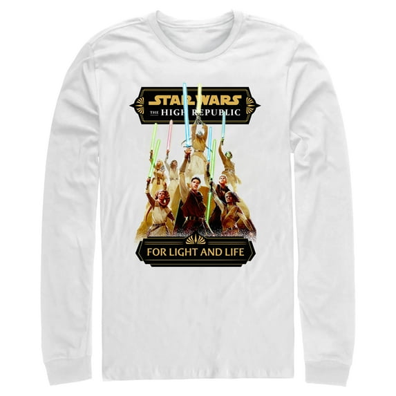 Men's Star Wars The High Republic Jedi For Light and Life Long Sleeve Shirt White Medium