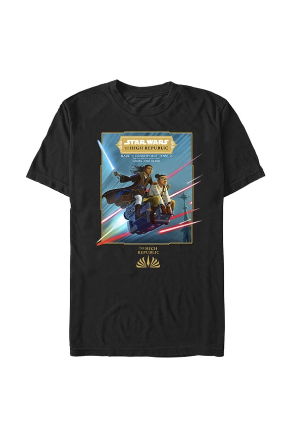 Men's Star Wars The High Republic Race to Crashpoint Tower Cover  Graphic Tee Black Large