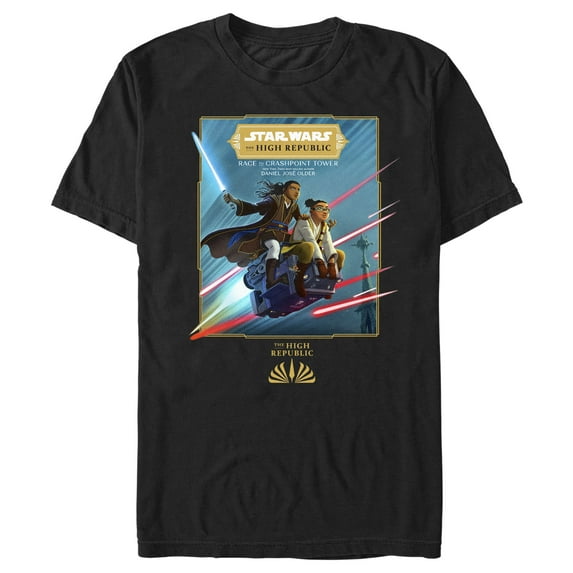 Men's Star Wars The High Republic Race to Crashpoint Tower Cover Graphic Tee Black Large