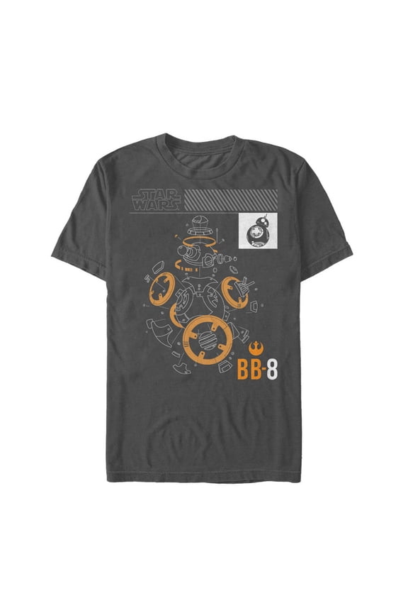 Men's Star Wars The Last Jedi BB-8 Deconstruct Graphic Tee Charcoal Large