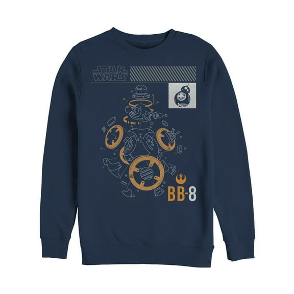 Men's Star Wars The Last Jedi BB-8 Deconstruct Sweatshirt Navy Blue Large