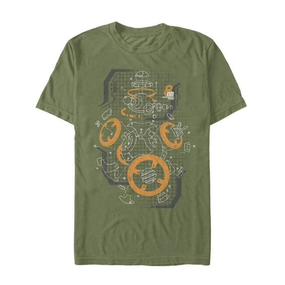 Men's Star Wars The Last Jedi BB-8 Deconstructed View  Graphic Tee Military Green Medium
