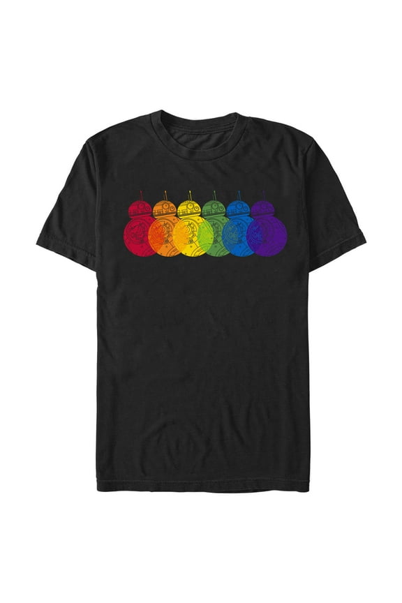 Men's Star Wars The Last Jedi BB-8 Pride Rainbow  Graphic Tee Black Small