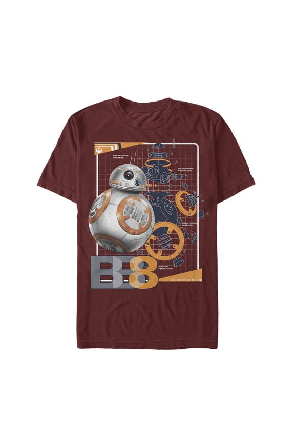 Men's Star Wars The Last Jedi BB-8 Schematics  Graphic Tee Cardinal Medium