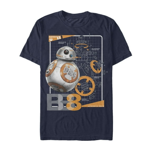 Men's Star Wars The Last Jedi BB-8 Schematics  Graphic Tee Navy Blue Large