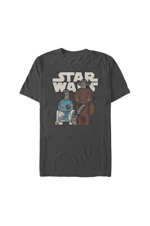Men's Star Wars The Last Jedi Cartoon Porg Party  Graphic Tee Charcoal Small