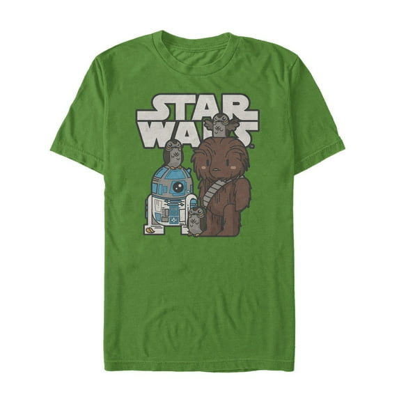 Men's Star Wars The Last Jedi Cartoon Porg Party Graphic Tee Kelly Green 3X Large