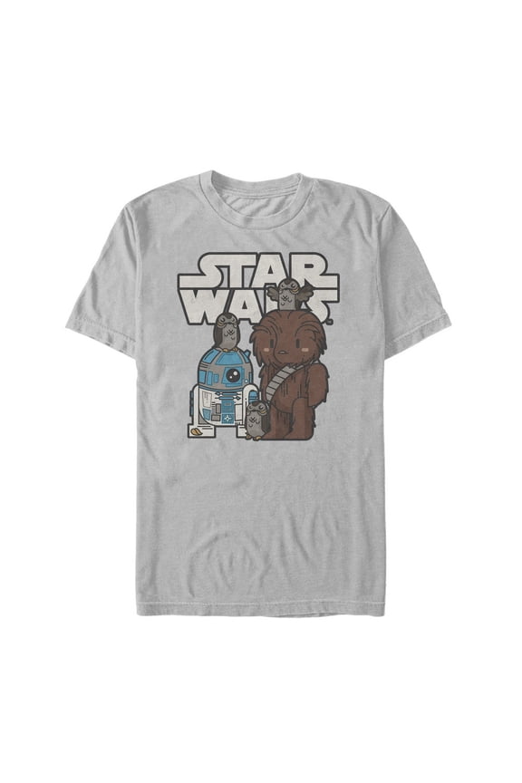 Men's Star Wars The Last Jedi Cartoon Porg Party Graphic Tee Silver Large