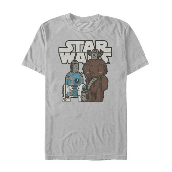 Men's Star Wars The Last Jedi Cartoon Porg Party  Graphic Tee Silver X Large