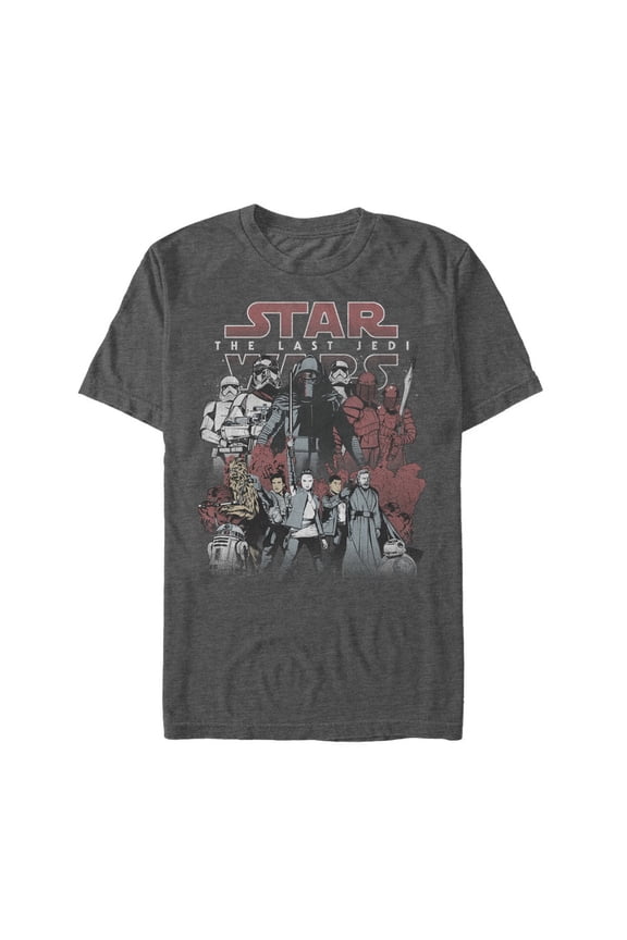 Men's Star Wars The Last Jedi Group Shot Graphic Tee Charcoal Heather 2X Large