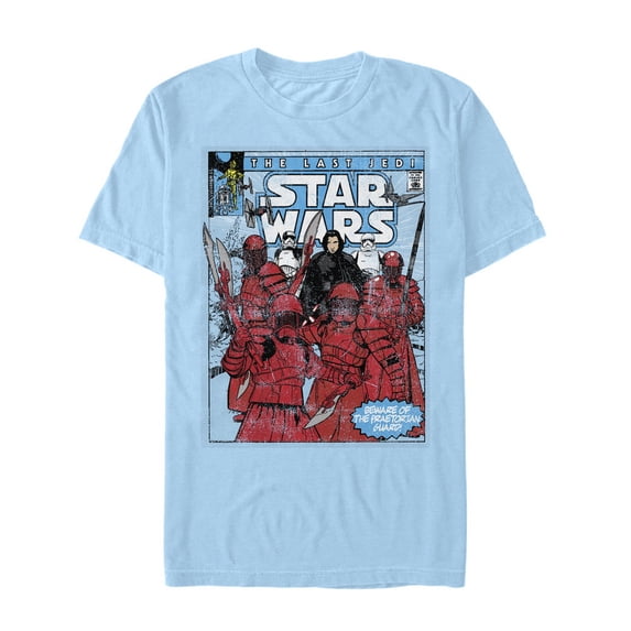 Men's Star Wars The Last Jedi Guard Comic Cover Graphic Tee Light Blue Medium