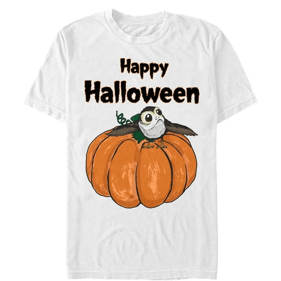 Men's Star Wars The Last Jedi Happy Halloween Porg Graphic Tee White Medium