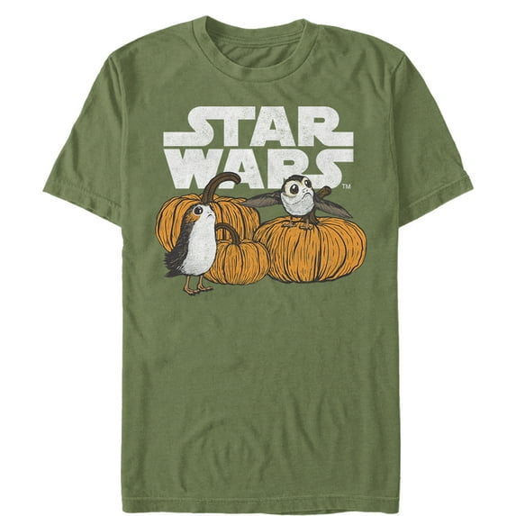 Men's Star Wars The Last Jedi Happy Halloween Porg Logo Graphic Tee Military Green Large