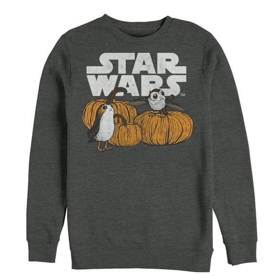 Men's Star Wars The Last Jedi Happy Halloween Porg Logo  Sweatshirt Charcoal Heather 2X Large