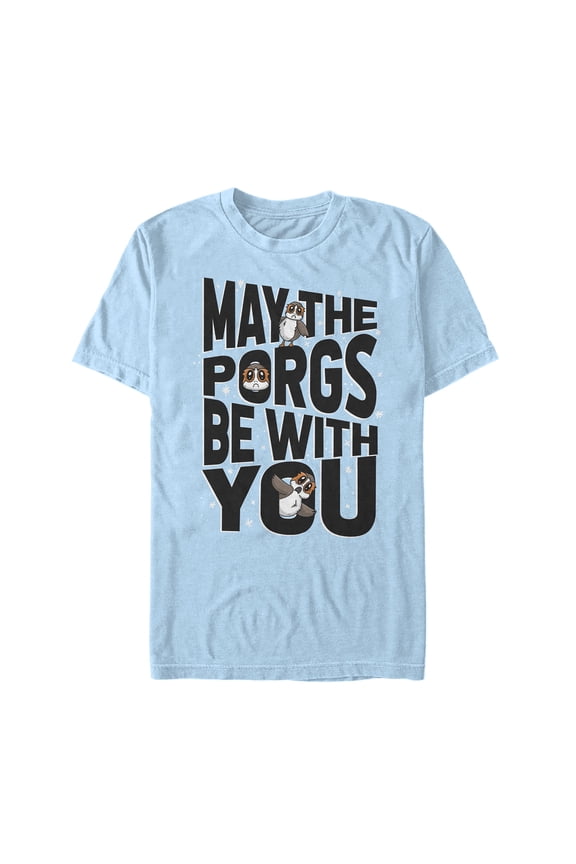 Men's Star Wars The Last Jedi May the Fourth Porgs Be With You Graphic Tee Light Blue X Large